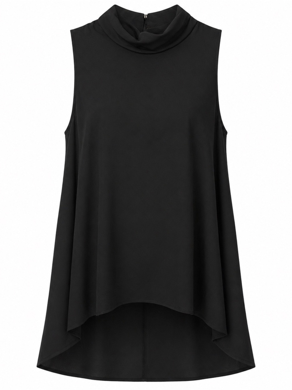 The Limited Black Draped Mock Neck High Low Blouse Size S